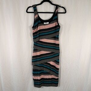 Bailey 44 Knee Length Dress Women's Small Multicolor Striped Sleeveless Layered